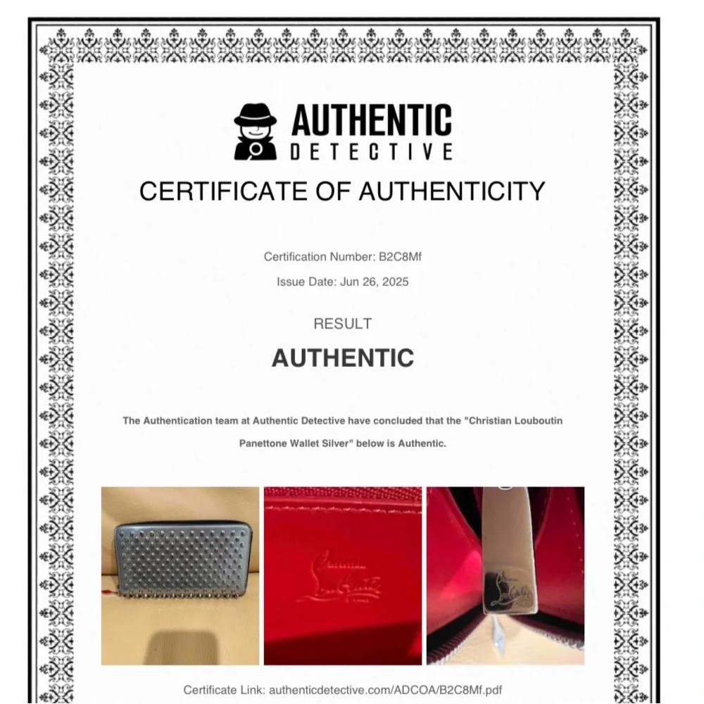 CHRISTIAN LOUBOUTIN Panettone Silver Leather Studded Zip Around Long Wallet - Picture 10 of 10